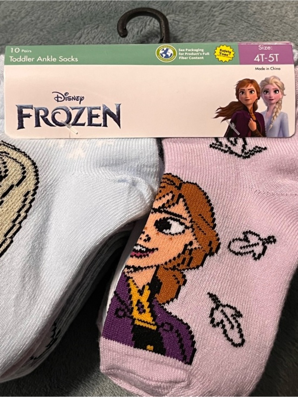Disney Frozen Toddler Ankle Socks in Pink, White, Purple